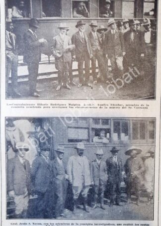 CARTEL ANTIGUO ORIGINAL DE NOTA ANTIGUA COMISION INVESTIGADORA ASESINATO DE VENUSTIANO CARRANZA 1920
