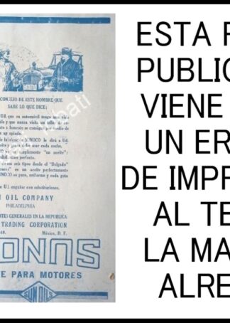 CARTEL ANTIGUO ORIGINAL DE ACEITE LUBRICANTES SUNOCO 1922 CON ERROR DE IMPRESION
