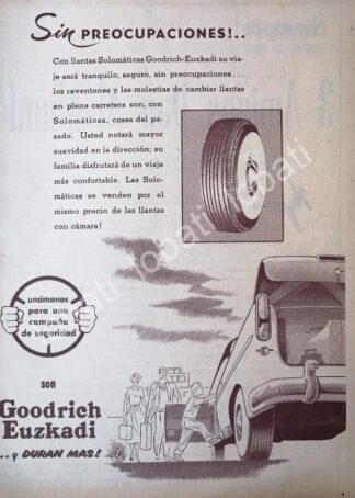 CARTEL ANTIGUO ORIGINAL DE LLANTAS GOODRICH EUZKADI 1955 /51