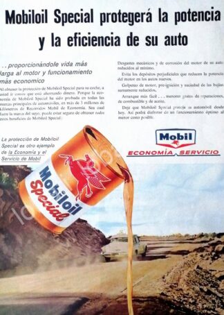 CARTEL ANTIGUO ORIGINAL DE ACEITE LUBRICANTE MOBIL OIL 1960s /50