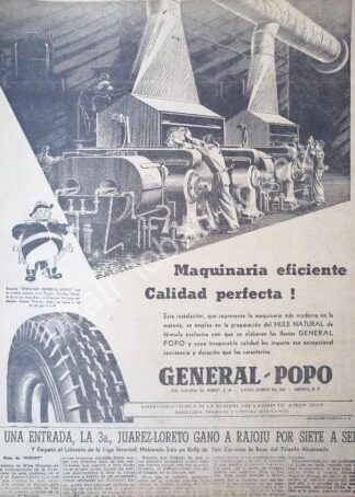 CARTEL ANTIGUO ORIGINAL DE LLANTAS GENERAL POPO 1947 /47