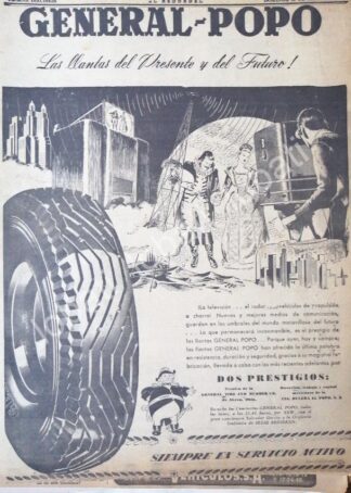 CARTEL ANTIGUO ORIGINAL DE LLANTAS GENERAL POPO 1947 /46