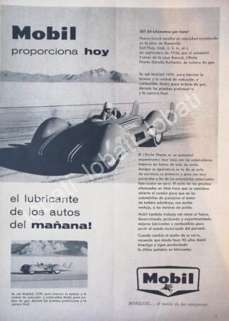 CARTEL ANTIGUO ORIGINAL DE LUBRICANTES MOBIL Y EL LEGENDARIO AUTO ETOILE FILANTE 1956 /39 AF1