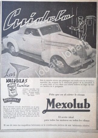 CARTEL ANTIGUO ORIGINAL DE LUBRICANTES PEMEX MEXOLUB 1945 /34