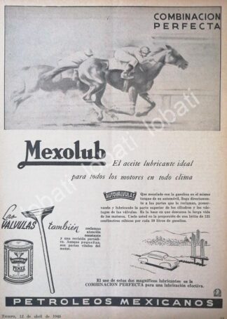 CARTEL ANTIGUO ORIGINAL DE LUBRICANTES PEMEX MEXOLUB 1946 /33