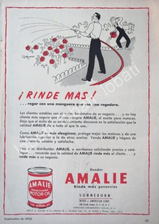 CARTEL ANTIGUO ORIGINAL DE LUBRICANTES AMALIE CON DIBUJO DE JESUS HELGUERA 1952 /35