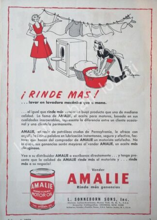 CARTEL ANTIGUO ORIGINAL DE LUBRICANTES AMALIE CON DIBUJO DE JESUS HELGUERA 1952 /34