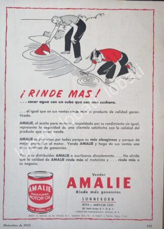 CARTEL ANTIGUO ORIGINAL DE LUBRICANTES AMALIE CON DIBUJO DE JESUS HELGUERA 1952 /33