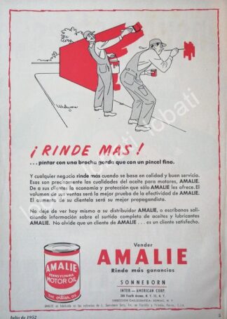 CARTEL ANTIGUO ORIGINAL DE LUBRICANTES AMALIE CON DIBUJO DE JESUS HELGUERA 1952 /31