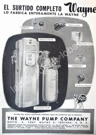 CARTEL ANTIGUO ORIGINAL DE BOMBAS DE GASOLINA WAYNE 1949 /26