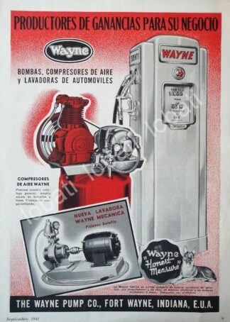 CARTEL ANTIGUO ORIGINAL DE BOMBAS DE GASOLINA WAYNE 1941 /24
