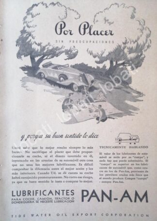 CARTEL ANTIGUO ORIGINAL DE ACEITES LUBRICANTES PAN-AM 1928 /20 MUY RARO