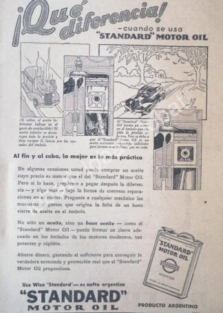 CARTEL ANTIGUO ORIGINAL DE ACEITES LUBRICANTES STANDAR. MOTOR OIL 1926 /18