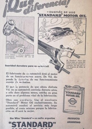 CARTEL ANTIGUO ORIGINAL DE ACEITES LUBRICANTES STANDAR. MOTOR OIL 1926 /17