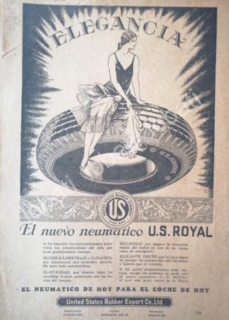 CARTEL ANTIGUO ORIGINAL DE LLANTAS U.S ROYAL. UNITED STATES RUBBER 1927 /14