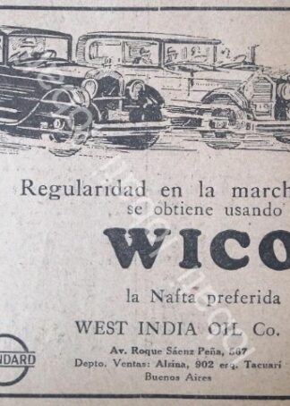 CARTEL ANTIGUO ORIGINAL DE MINI CARTEL BOMBA DE GASOLINA NAFTA WICO 1927 /7