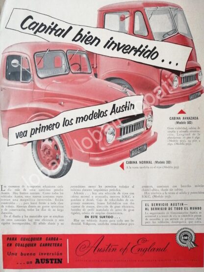 CARTEL ANTIGUO ORIGINAL DE CAMIONES BMC AUSTIN 303 1955 / 422