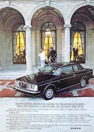 CARTEL ANTIGUO ORIGINAL DE AUTOS VOLVO COUPE 1980 / 420