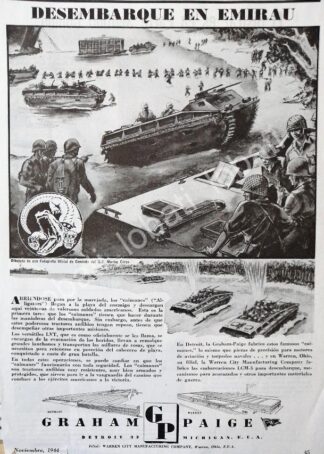 CARTEL ANTIGUO ORIGINAL DE AUTOPARTES GRAHAM PAIGE Y 2DA GUERRA MUNDIAL 1944 /SGM RARO