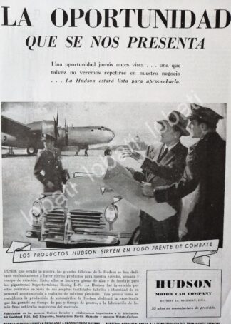 CARTEL ANTIGUO ORIGINAL DE AUTOS HUDSON 1944 / 413 2DA GUERRA MUNDIAL /SGM