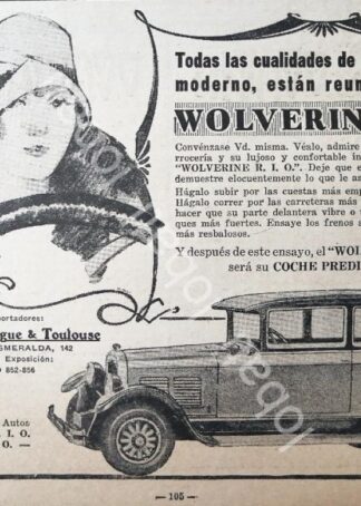 CARTEL ANTIGUO ORIGINAL DE AUTOS REO BROUGHAM WOLVERINE 1929 /409 MUY RARO