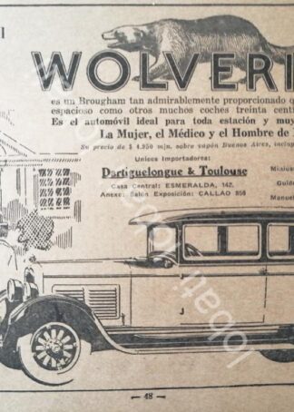 CARTEL ANTIGUO ORIGINAL DE AUTOS REO BROUGHAM WOLVERINE 1929 /407 MUY RARO