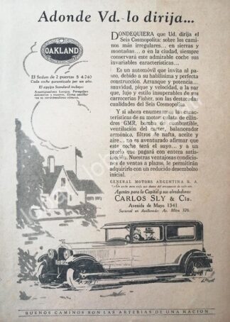 CARTEL ANTIGUO ORIGINAL DE AUTOS GM OAKLAND 1930 /403 MUY RARO