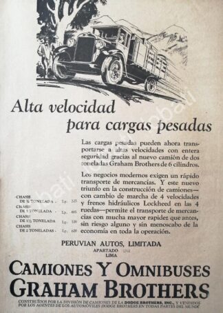 CARTEL ANTIGUO ORIGINAL DE AUTOS CAMIONES GRAHAM BROTHERS 1926 /393 MUY RARO