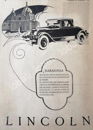 CARTEL ANTIGUO ORIGINAL DE AUTOS LINCOLN 1926 /384 RARO