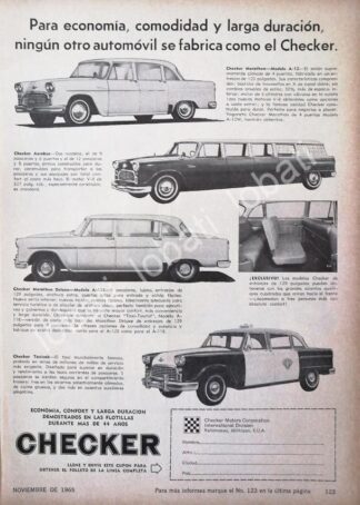 CARTEL ANTIGUO ORIGINAL DE AUTOS CHECKER 1965 /381 MUY RARO
