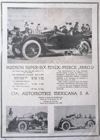 CARTEL ANTIGUO ORIGINAL DE AUTOS HUDSON SUPER SIX ESEX-PIERCE 1922 /380 MUY RARO