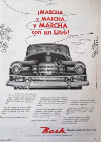CARTEL ANTIGUO ORIGINAL DE AUTOS NASH SEDAN 1948 /376