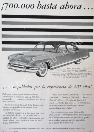 CARTEL ANTIGUO ORIGINAL DE AUTOS KAISER 1953 /372