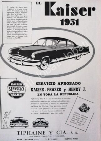 CARTEL ANTIGUO ORIGINAL DE AUTOS KAISER 1951 /367