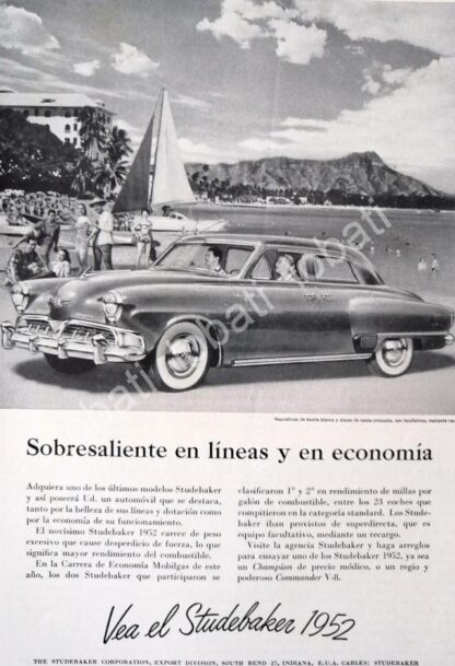 CARTEL ANTIGUO ORIGINAL DE AUTOS. STUDEBAKER CHAPION 1952 /365