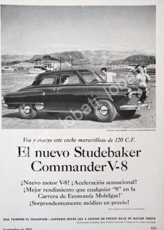 CARTEL ANTIGUO ORIGINAL DE AUTOS. STUDEBAKER COMMANER V-8 /364