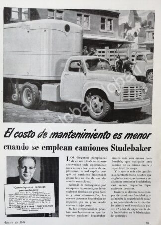 CARTEL ANTIGUO ORIGINAL DE AUTOS. CAMIONES STUDEBAKER 1949 /363