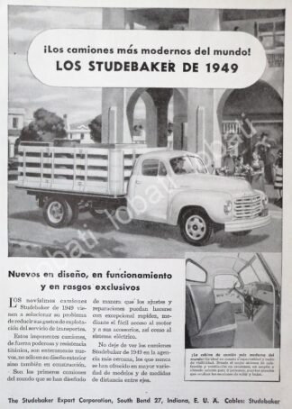 CARTEL ANTIGUO ORIGINAL DE AUTOS. CAMIONES STUDEBAKER 1949 /362