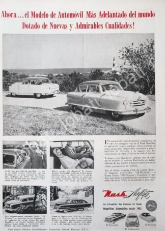 CARTEL ANTIGUO ORIGINAL DE AUTOS NASH AIRFLYTE RAMBLER 1952 /359