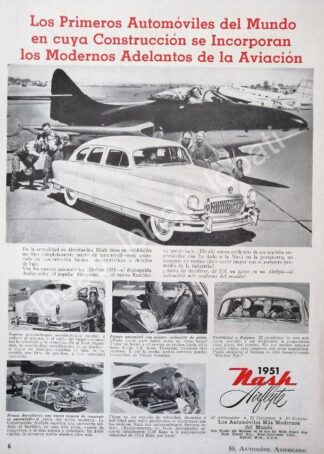 CARTEL ANTIGUO ORIGINAL DE AUTOS NASH AIRFLYTE 1951 /356