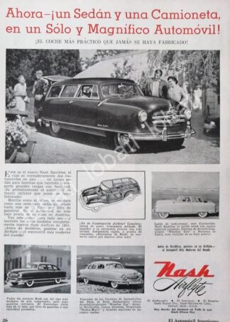 CARTEL ANTIGUO ORIGINAL DE AUTOS NASH RAMBLER 1951