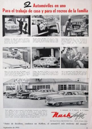 CARTEL ANTIGUO ORIGINAL DE AUTOS NASH SERIES AIRLYTE 1951