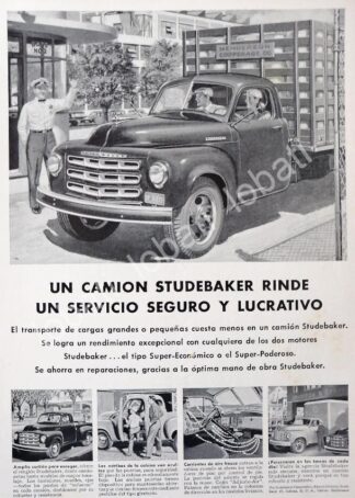 CARTEL ANTIGUO ORIGINAL DE AUTOS. CAMIONES STUDEBAKER 1953 /350