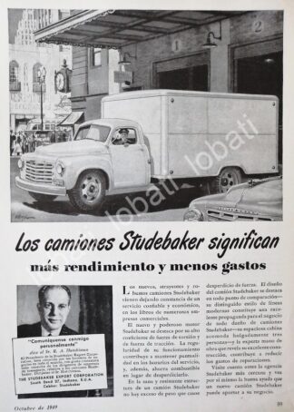 CARTEL ANTIGUO ORIGINAL DE AUTOS. CAMIONES STUDEBAKER 1949 /347