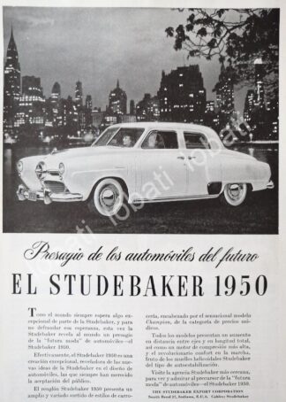 CARTEL ANTIGUO ORIGINAL DE AUTOS STUDEBAKER STARLIGHT 1950 /345