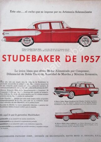 CARTEL ANTIGUO ORIGINAL DE AUTOS STUDEBAKER PRESIDENCIAL 957 /338