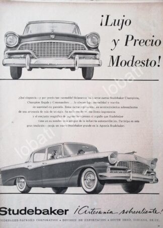 CARTEL ANTIGUO ORIGINAL DE AUTOS STUDEBAKER CHAMPION 1957 /336
