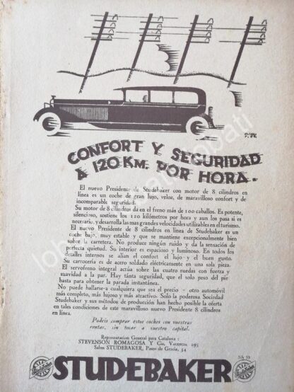 CARTEL ANTIGUO ORIGINAL DE AUTOS STUDEBAKER 1930 /332