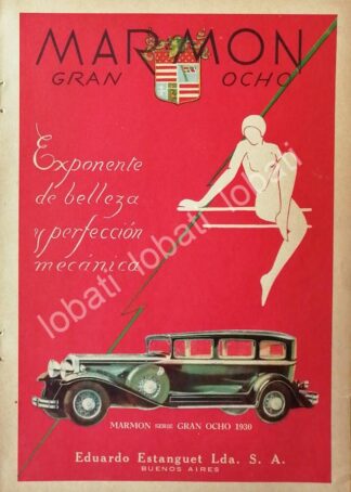 CARTEL ANTIGUO ORIGINAL DE AUTOS MARMON GRAN 8 1930 /330 / RARO