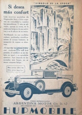 CARTEL ANTIGUO ORIGINAL DE AUTOS HUPMOBILE 6 & 8 DEL SIGLO 1929 /326